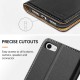 HOOMIL for iPhone SE 3rd Gen/2nd Gen/7/8 Wallet Case, PU Leather Flip Folio Case with Card Holder and Stand Feature, Shockproof Phone Cover (Black)