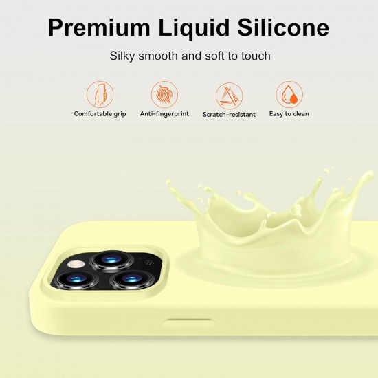 HOOMIL Case for iPhone 12 and iPhone 12 Pro 6.1-Inch, Silky-Soft Touch Silicone, Drop Protection, Anti-Scratch, Shockproof Phone Cover (Soft Microfiber Lining) - Creamy Yellow