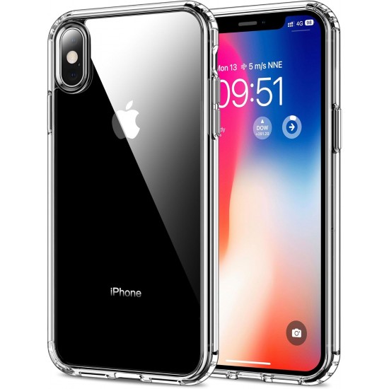 HOOMIL for iPhone X and iPhone Xs Case Clear [Anti-Yellowing] Anti-Scratch Transparent Hard Back and Soft Edge [Military Grade Drop Protection] Shockproof Phone Cover - Crystal Clear