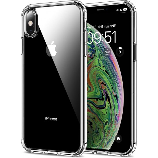 HOOMIL for iPhone Xs Max Case Clear [Anti-Yellowing] Anti-Scratch Transparent Hard Back and Soft Edge [Military Grade Drop Protection] Shockproof Phone Cover - Crystal Clear