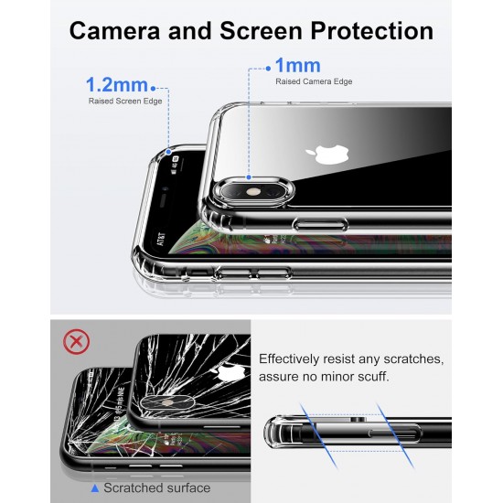 HOOMIL for iPhone Xs Max Case Clear [Anti-Yellowing] Anti-Scratch Transparent Hard Back and Soft Edge [Military Grade Drop Protection] Shockproof Phone Cover - Crystal Clear