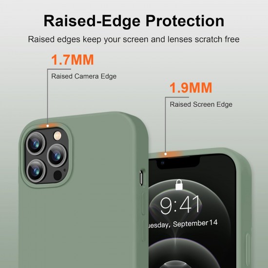 HOOMIL Case for iPhone 12 and iPhone 12 Pro 6.1-Inch, Silky-Soft Touch Silicone, Drop Protection, Anti-Scratch, Shockproof Phone Cover (Soft Microfiber Lining) - Calke Green