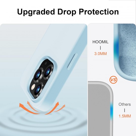 HOOMIL Case for iPhone 12 and iPhone 12 Pro 6.1-Inch, Silky-Soft Touch Silicone, Drop Protection, Anti-Scratch, Shockproof Phone Cover (Soft Microfiber Lining) - Light Blue