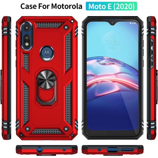 HOOMIL Armor Case for Moto E 2020 with 2 Pcs Tempered Glass Screen Protector 