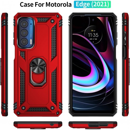 HOOMIL Armor Case for Moto Edge 2021 5G UW 2 with 2 Pcs Tempered Glass Screen Protector 