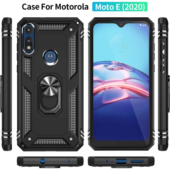 HOOMIL Armor Case for Moto E 2020 with 2 Pcs Tempered Glass Screen Protector 